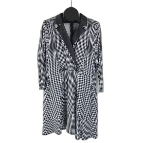 Torrid Mini Stretch Satin Tuxedo Dress Women's Plus Size 16 Houndstooth Pockets - Picture 1 of 15
